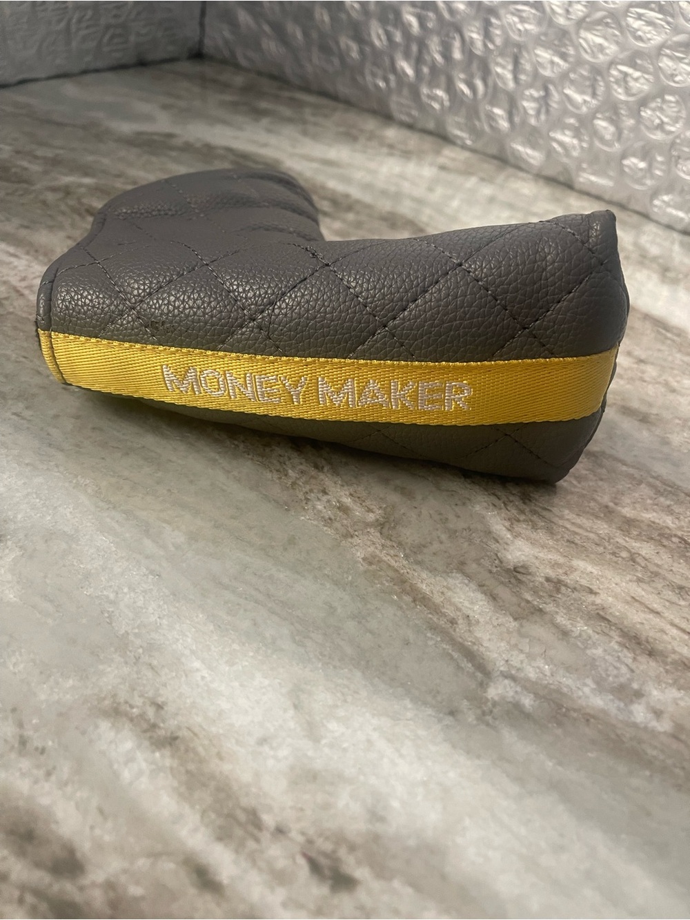 Money Maker Quilted Gray & Yellow Putter Headcover
